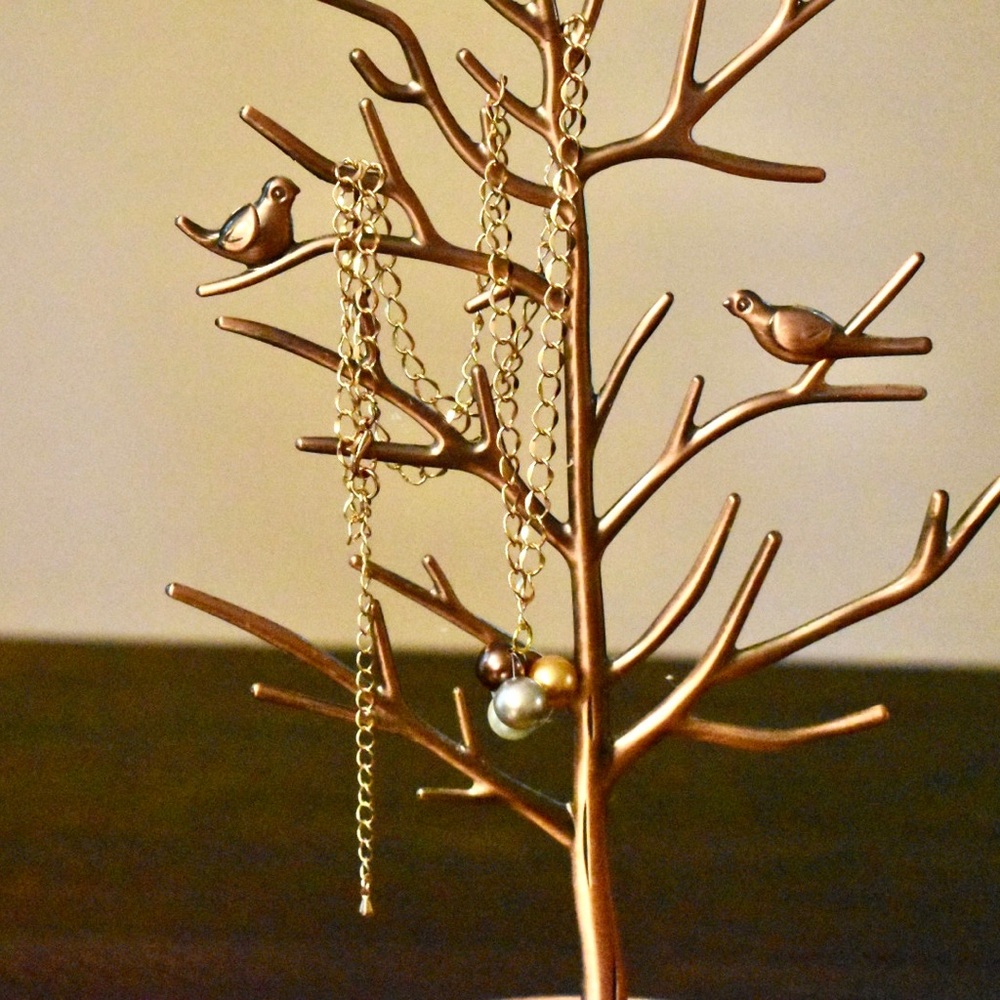 Handmade imitation pearl pendant on rose gold chain.
